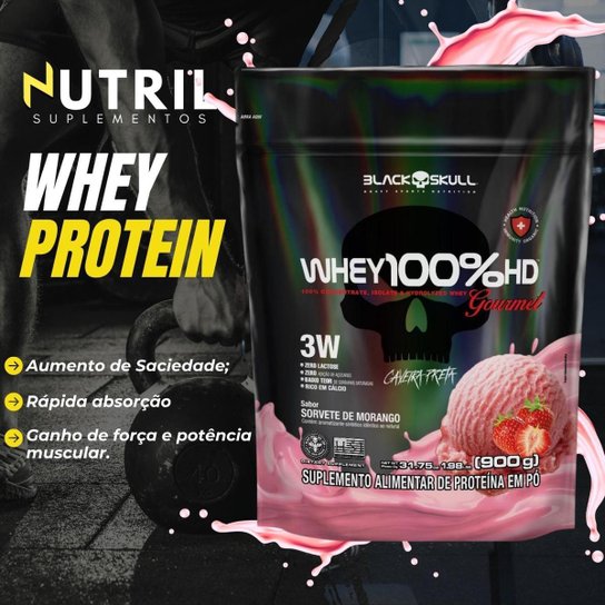 Whey Protein 100 HD Refil GOURMET Black Skull Isolado Hidrolisado Concentrado