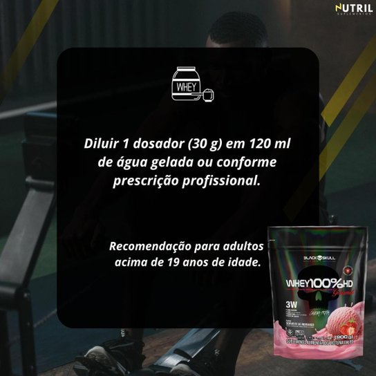 Whey Protein 100 HD Refil GOURMET Black Skull Isolado Hidrolisado Concentrado