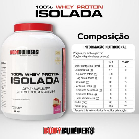 Whey Protein 100% Isolada 2kg - Bodybuilders