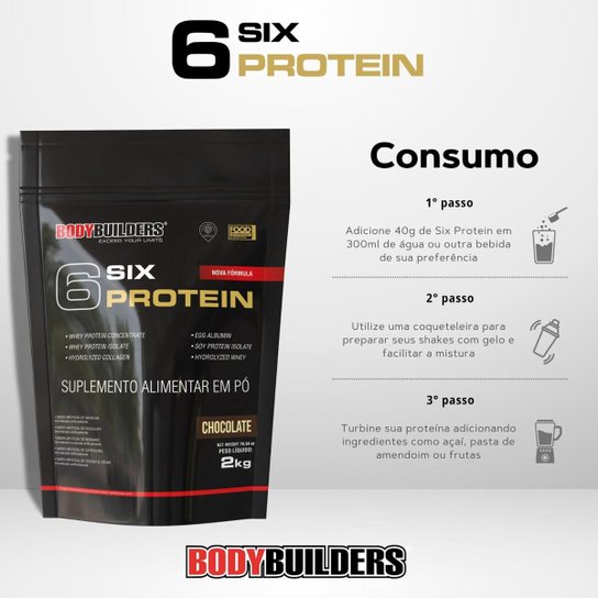 Whey Protein 6 Six Protein 2kg Refil - Bodybuilders