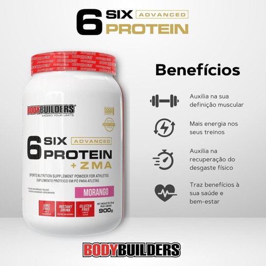 Whey Protein 6 Six Protein Advanced com ZMA 900g – Bodybuilders