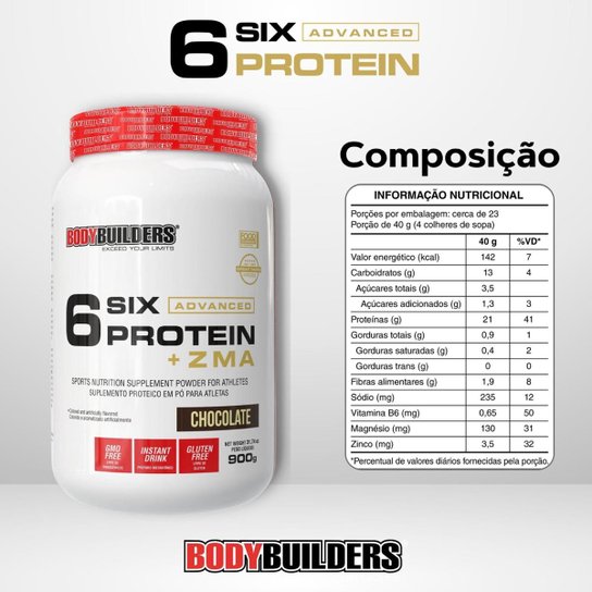 Whey Protein 6 Six Protein Advanced com ZMA 900g – Bodybuilders