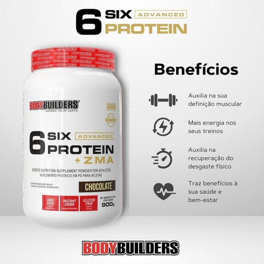 Whey Protein 6 Six Protein Advanced com ZMA 900g – Bodybuilders