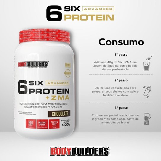 Whey Protein 6 Six Protein Advanced com ZMA 900g – Bodybuilders