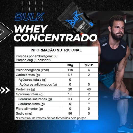 Whey Protein Concentrado 100% Puro 1kg Bulk Nutrition