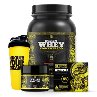 Whey Protein Concentrado + Creatina 90g + Kimera thermo + Shaker Iridium Labs