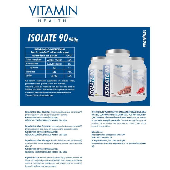 Whey Protein Isolate 900g Baunilha Chocolate Morango