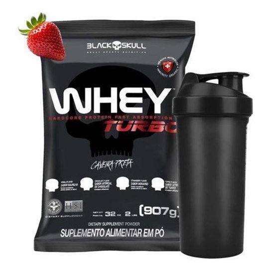 Whey Protein Turbo Black Skull Sabor + Coqueteleira