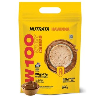 Whey Protein W100 Doce de leite Havanna Nutrata 900g Refil Rende 30 Doses