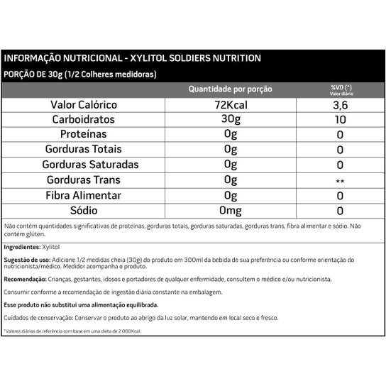 Xylitol 1Kg - 100% Puro Importado - Soldiers Nutrition