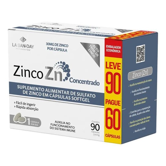 Zinco Concentrado (90 Cápsulas) - LaSanDay